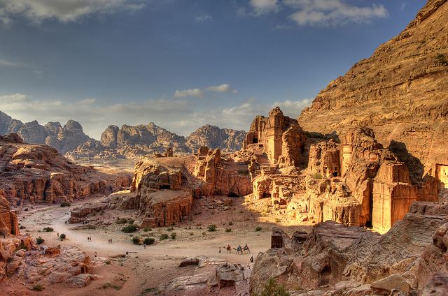 HDR Street of Facades and Royal Tomb Petra, Jordan